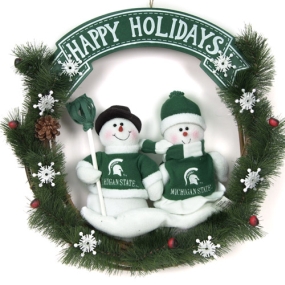 Michigan State Spartans Snowman Wreath
