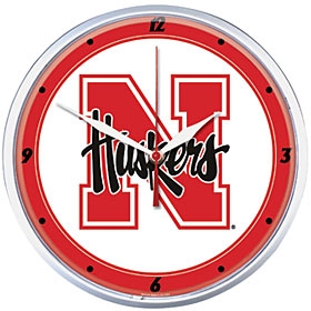 Nebraska Cornhuskers Round Clock