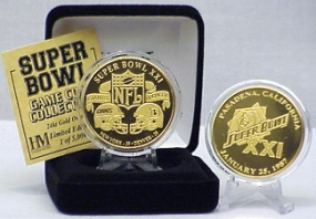 24kt Gold Super Bowl XXI flip coin