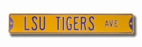 LSU TIGERS AVENUE Yellow Street Sign
