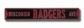 WISCONSIN BADGERS AVE Black Street Sign