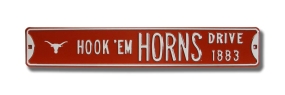 HOOK 'EM HORNS with Bevo logo Street Sign