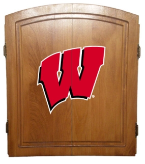 Wisconsin Badgers Dart Board Cabinet and Bristle Board