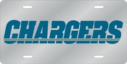 San Diego Chargers Laser Cut Silver License Plate