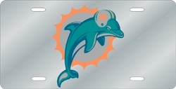 Miami Dolphins Laser Cut Silver License Plate