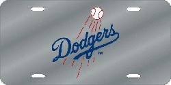 Los Angeles Dodgers Laser Cut Silver License Plate