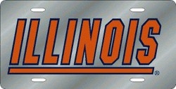 Illinois Fighting Illini Silver Laser Cut License Plate