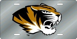 Missouri Tigers Silver Laser Cut License Plate