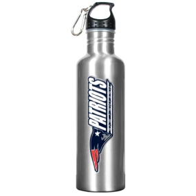 New England Patriots 34oz Silver Aluminum Water Bottle