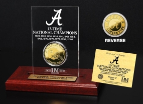 Crimson Tide 13 Time Champions Engraved Acrylic with 24KT Gold Champions Coin