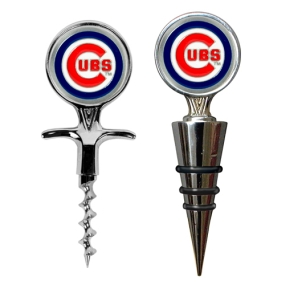 Chicago Cubs Cork Screw and Wine Bottle Topper Set