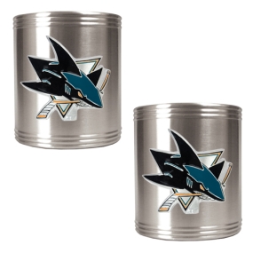 San Jose Sharks 2pc Stainless Steel Can Holder Set- Primary Logo