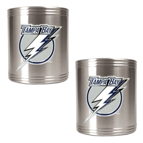 Tampa Bay Lightning 2pc Stainless Steel Can Holder Set- Primary Logo