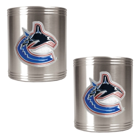 Vancouver Canucks 2pc Stainless Steel Can Holder Set- Primary Logo