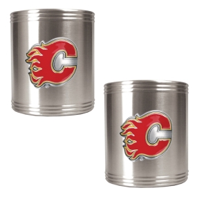 Atlanta Flames 2pc Stainless Steel Can Holder Set- Primary Logo