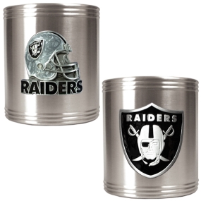 Oakland Raiders 2pc Stainless Steel Can Holder Set