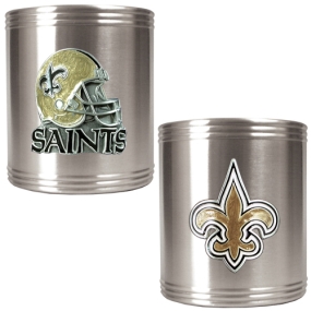 New Orleans Saints 2pc Stainless Steel Can Holder Set
