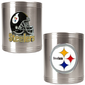 Pittsburgh Steelers 2pc Stainless Steel Can Holder Set