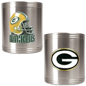 Green Bay Packers 2pc Stainless Steel Can Holder Set