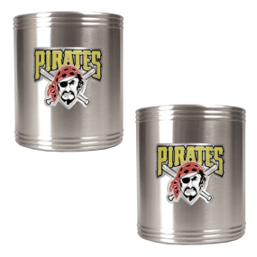 Pittsburgh Pirates 2pc Stainless Steel Can Holder Set- Primary Logo