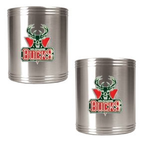 Milwaukee Bucks 2pc Stainless Steel Can Holder Set