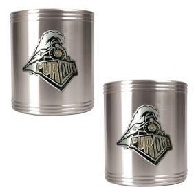 Purdue Boilermakers 2pc Stainless Steel Can Holder Set