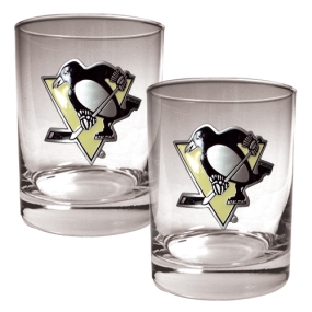 Pittsburgh Penguins 2pc Rocks Glass Set