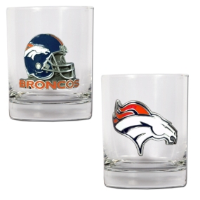 Denver Broncos 2pc Rocks Glass Set