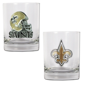 New Orleans Saints 2pc Rocks Glass Set