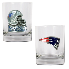 New England Patriots 2pc Rocks Glass Set
