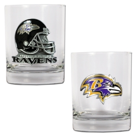 Baltimore Ravens 2pc Rocks Glass Set