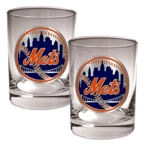 New York Mets 2pc Rocks Glass Set