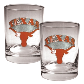 Texas Longhorns 2pc Rocks Glass Set