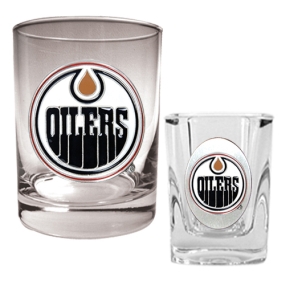 Edmonton Oilers Rocks Glass & Square Shot Glass Set