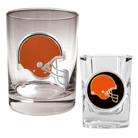 Cleveland Browns Rocks Glass & Shot Glass Set
