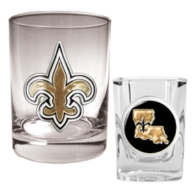 New Orleans Saints Rocks Glass & Shot Glass Set
