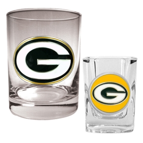 Green Bay Packers Rocks Glass & Shot Glass Set