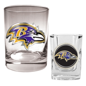 Baltimore Ravens Rocks Glass & Shot Glass Set