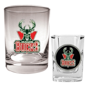 Milwaukee Bucks Rocks Glass & Square Shot Glass Set