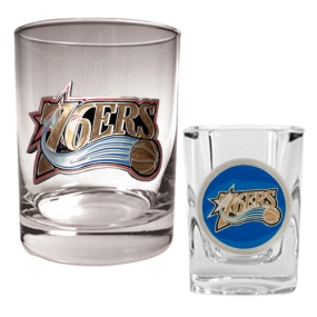 Philadelphia 76ers Rocks Glass & Square Shot Glass Set