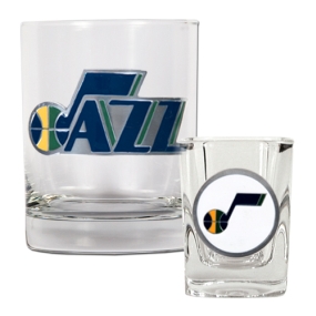 Utah Jazz Rocks Glass & Square Shot Glass Set