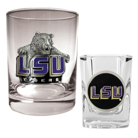 LSU Tigers Rocks Glass & Shot Glass Set