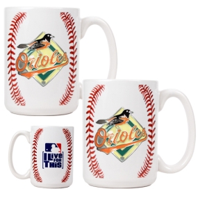 Baltimore Orioles 2pc Ceramic Gameball Mug Set