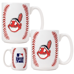 Cleveland Indians 2pc Ceramic Gameball Mug Set