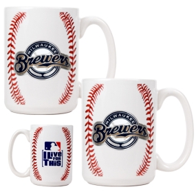 Milwaukee Brewers 2pc Ceramic Gameball Mug Set