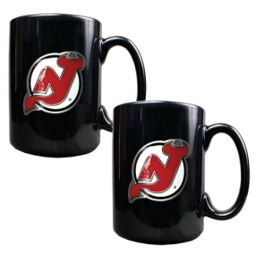 New Jersey Devils 2pc Black Ceramic Mug Set