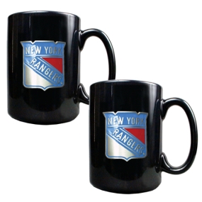 New York Rangers 2pc Black Ceramic Mug Set