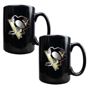 Pittsburgh Penguins 2pc Black Ceramic Mug Set
