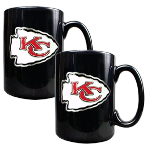 Kansas City Chiefs 2pc Black Ceramic Mug Set