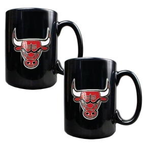 Chicago Bulls 2pc Black Ceramic Mug Set